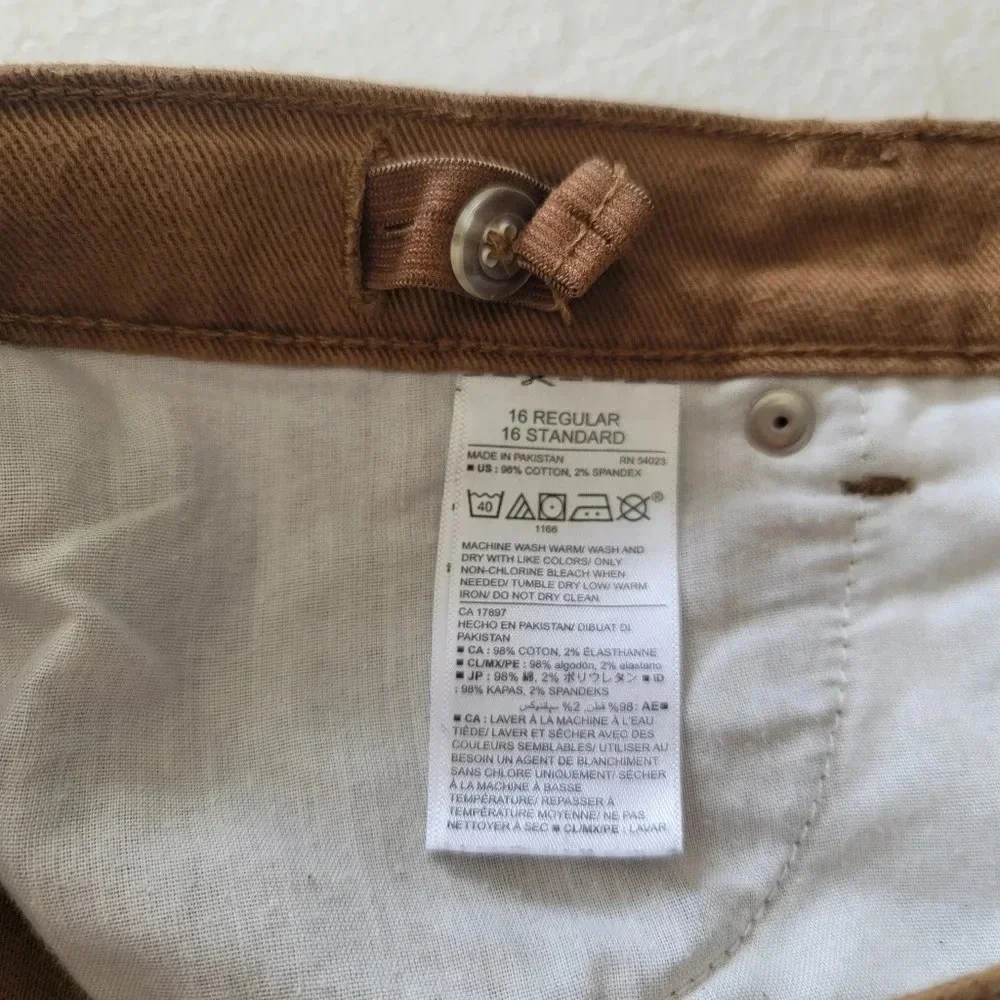 Old Navy Boys Slim Jeans Sz 16 Adjustable Waist Camel Khaki Brown School Uniform